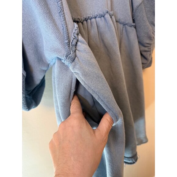 Free People Sunchild Sweatshirt Baby Doll Mini Dress Rainsong Blue Medium - Picture 6 of 12